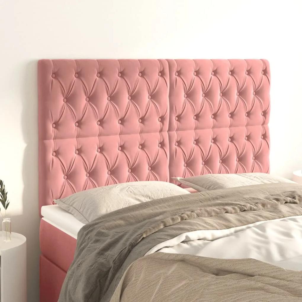 3116727 vidaXL Tăblii de pat, 4 buc, roz, 80x7x78/88 cm, catifea