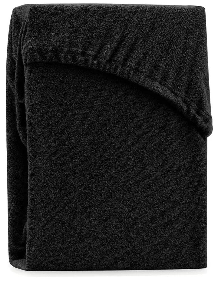 Cearșaf elastic pentru pat dublu AmeliaHome Ruby Siesta, 220-240 x 220 cm, negru