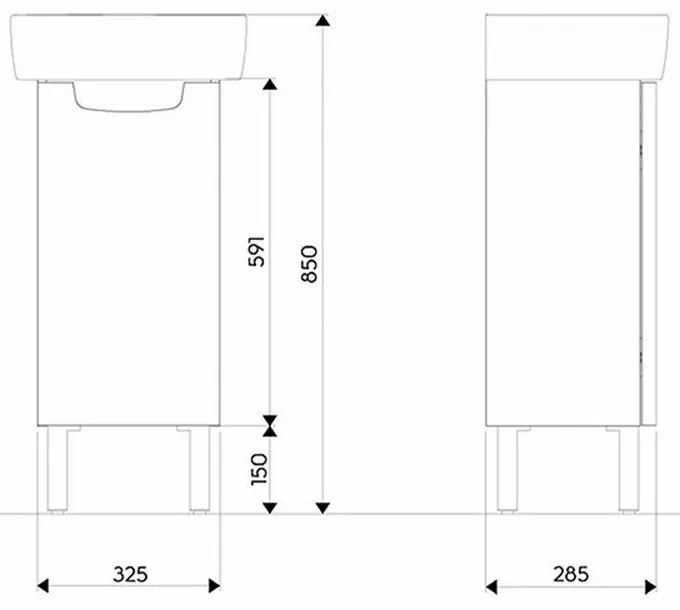 Set mobilier baie cu lavoar inclus alb, 30 cm, Kolo Geberit Group, Rekord 325x285x591 mm