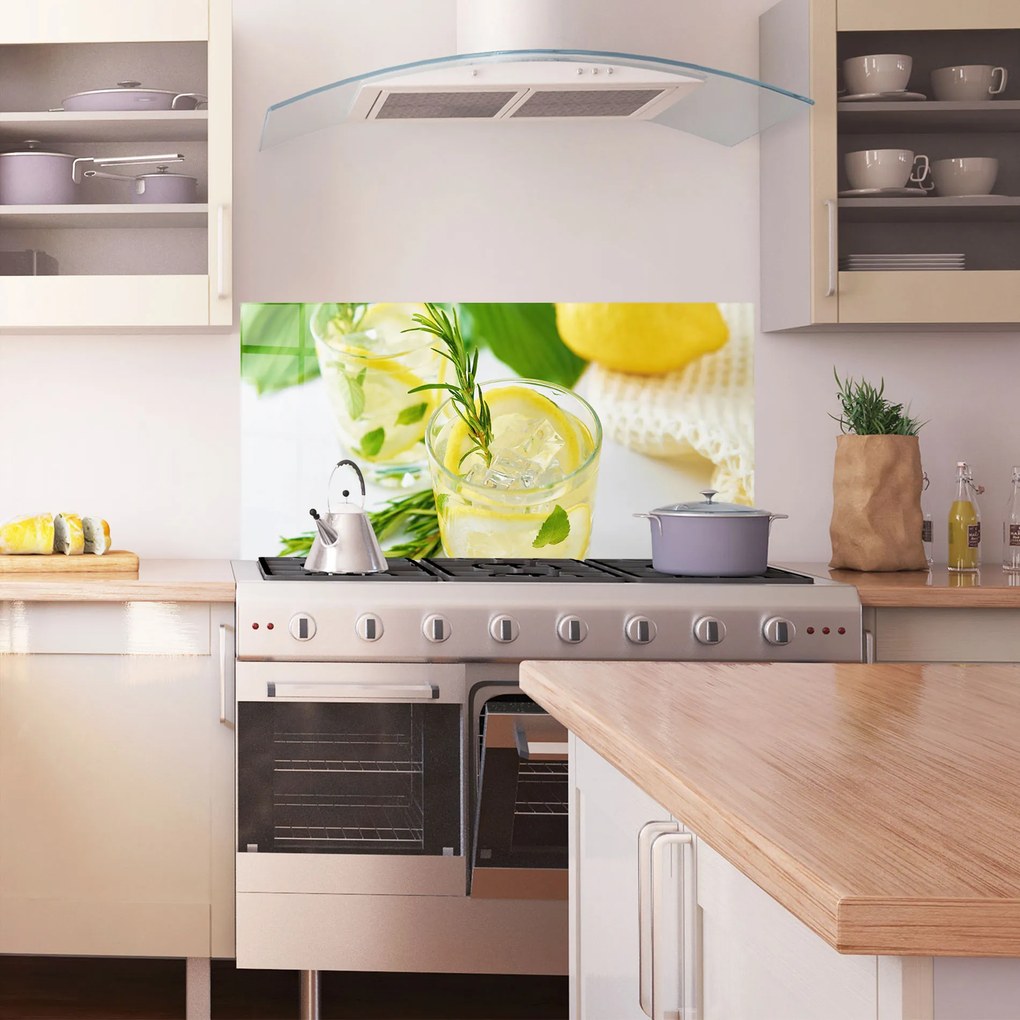 Panou Sticla Bucatarie, 60x120cm, Protectie aragaz, Antistropi, Termorezistent, Alimente, Bauturi, Lemon Rosemary Drink