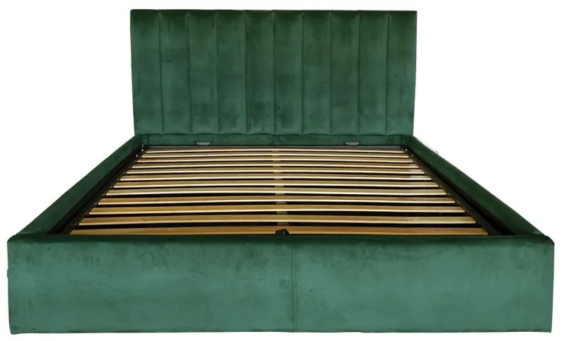 Pat Tapițat RUMBA, cu somieră rabatabilă și ladă de depozitare, VERDE, 160x200 CM