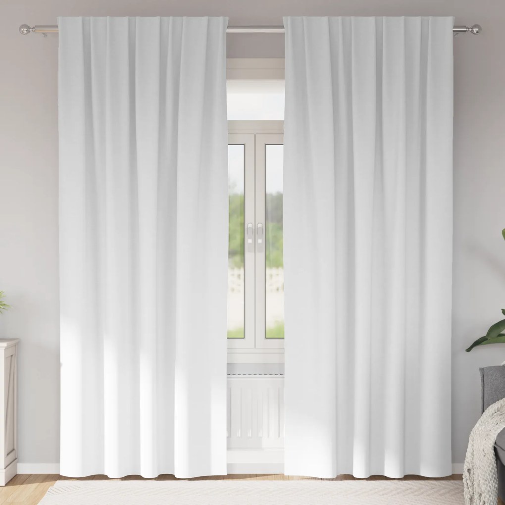 vidaXL Perdele opace cu perdele 2 pcs Alb pur 245 x 140 cm Poliester