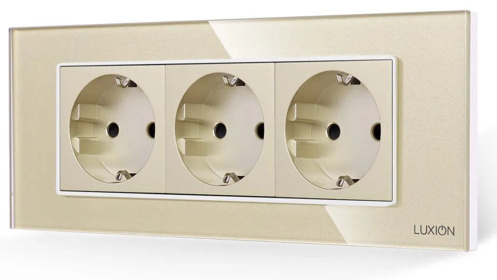 Priza Tripla cu Rama din Sticla LUXION, Standard Italian, 6M