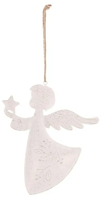 Decorație de Crăciun suspendată Înger 2 bucăți, metal, alb