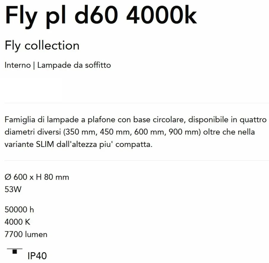Plafoniera LED moderna Fly pl d60 4000k negru