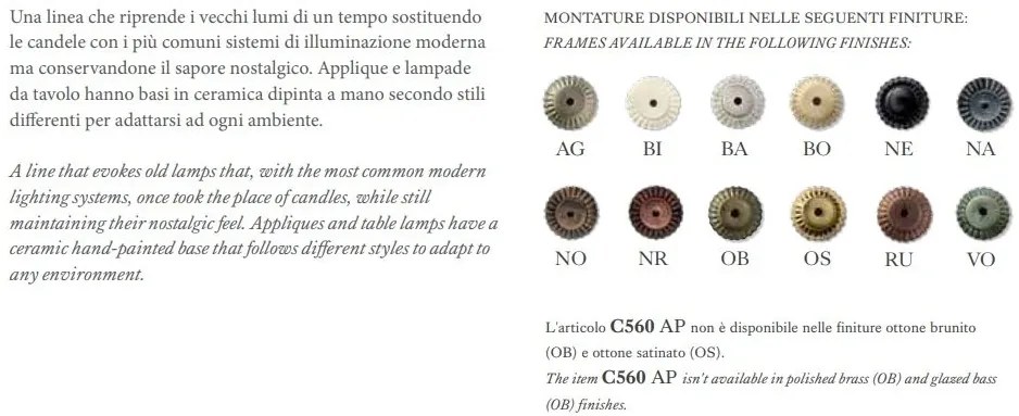 Aplica de perete design clasic realizata manual POMPEI