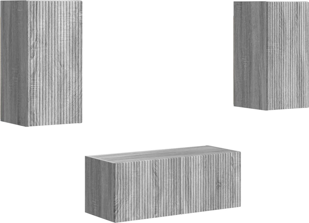 vidaXL Set comodă TV Pe perete 6 pcs Gri Sonoma Lemn compozit