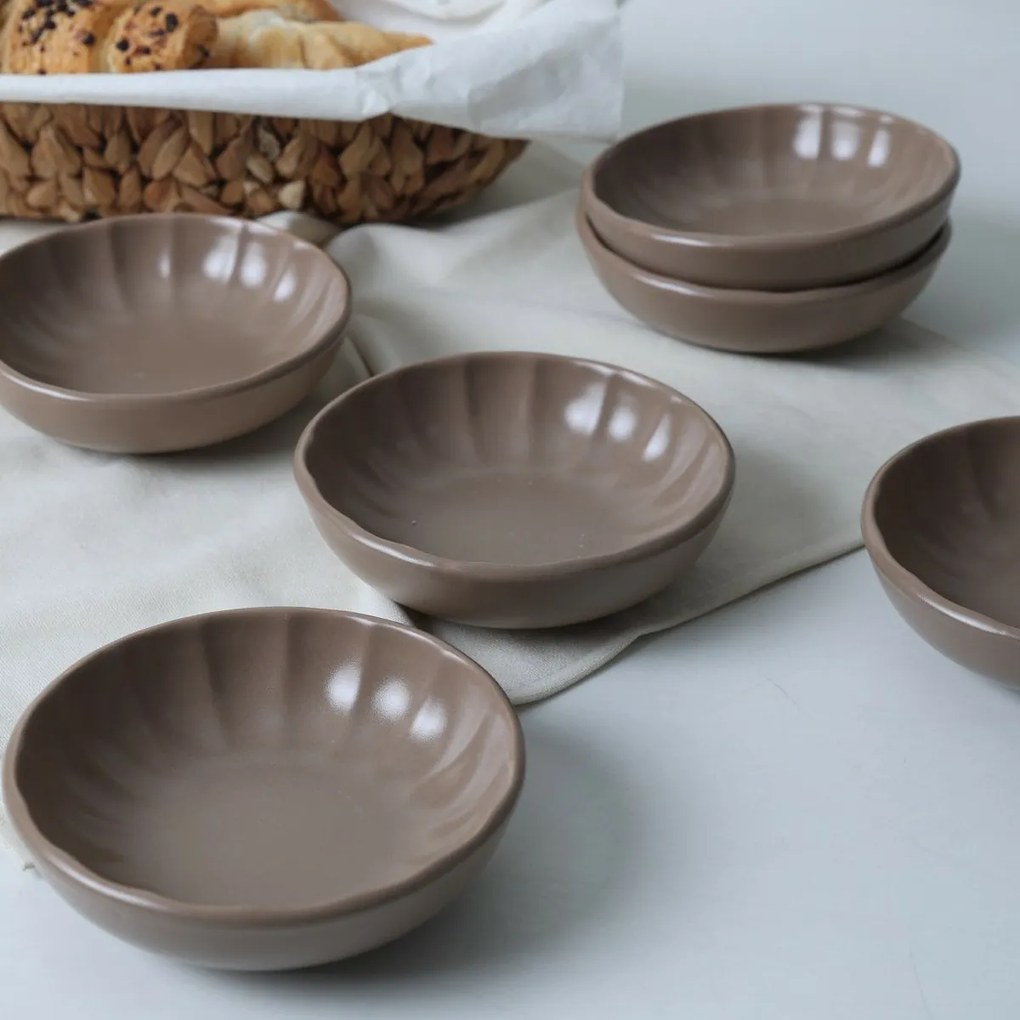 Set de 6 boluri din ceramică Laguna 12 cm, maro