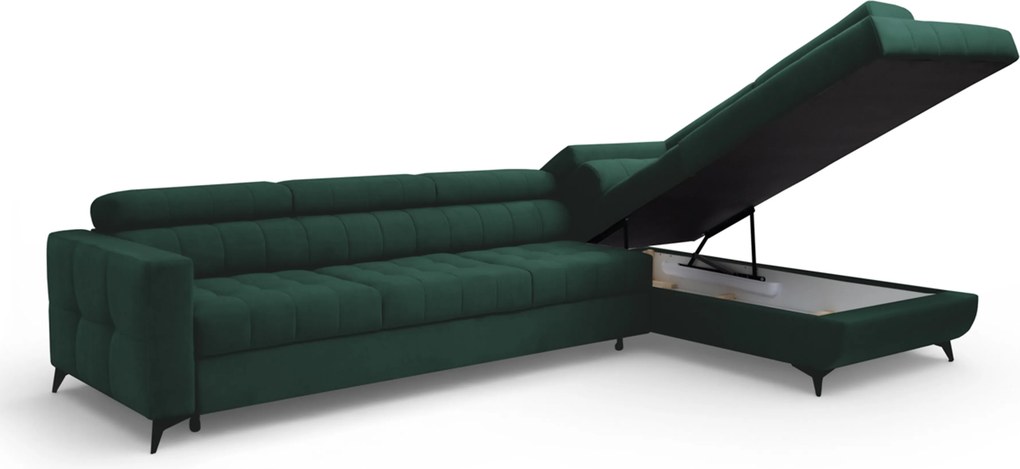 Colțar extensibil Nardo Maxi dreapta - velur verde Bluvel 78