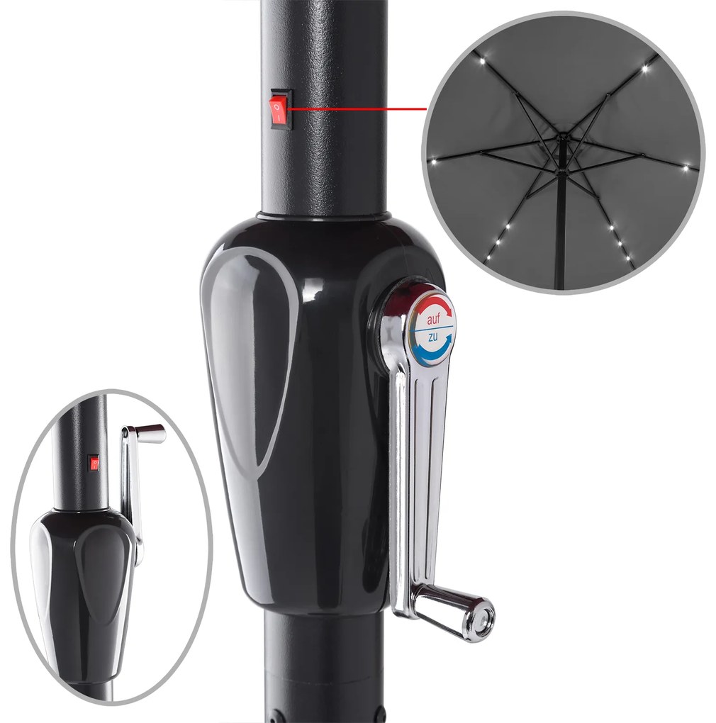 Deuba Umbrela de soare LED Atena Ø330cm - antracit
