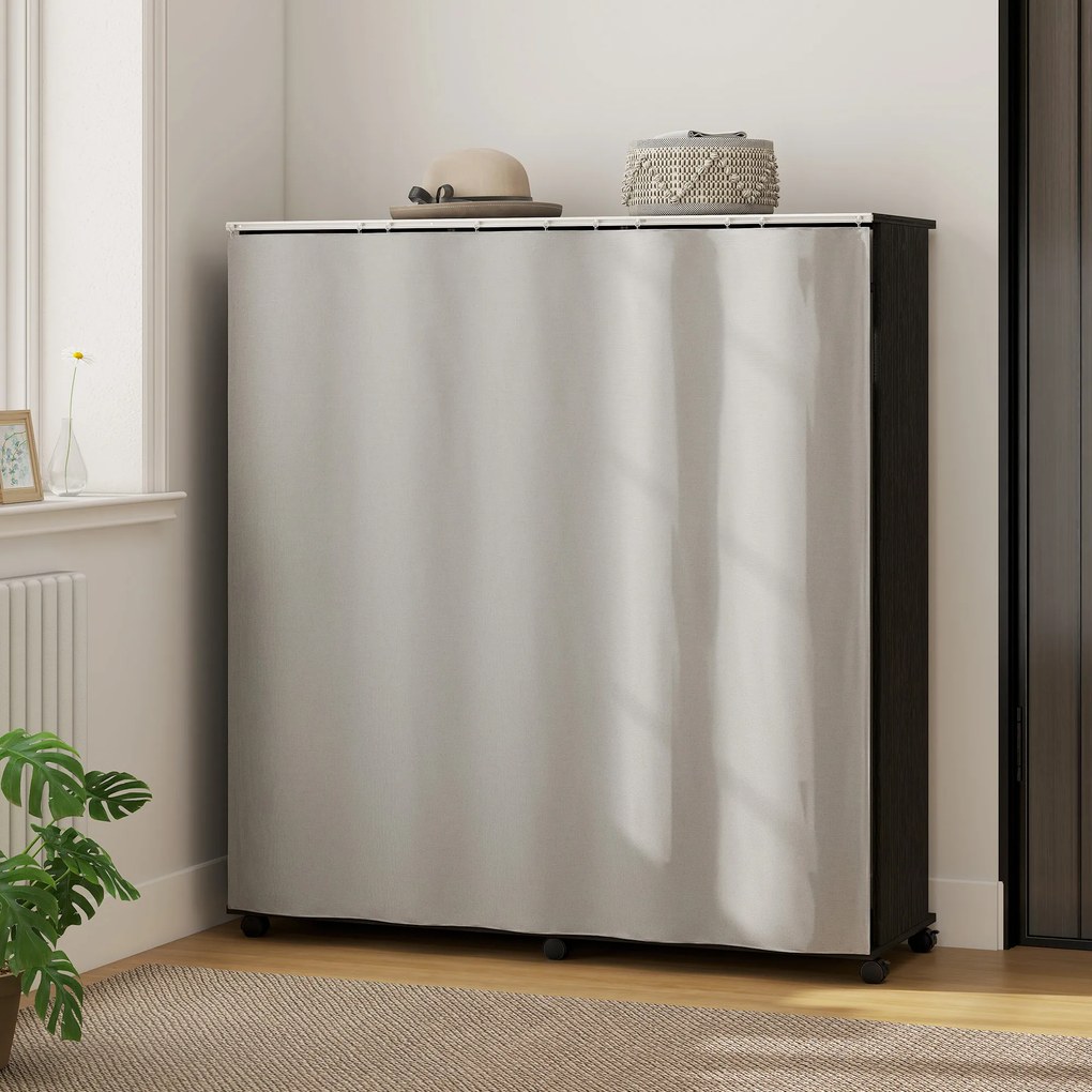 HOMCOM Dulap-penderie mobilier de depozitare mobil cu 6 roți 120L x 40l x 128H cm Negru | Aosom Romania