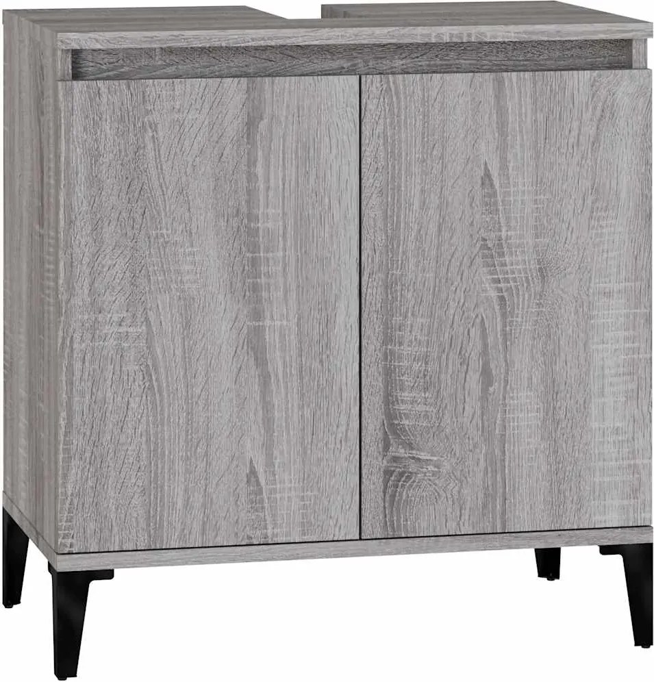 vidaXL Dulap de chiuvetă, gri sonoma, 58x33x60 cm, lemn prelucrat