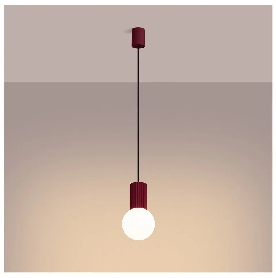 Lustră burgundy cu abajur din sticlă ø 12 cm Orbital – Sollux