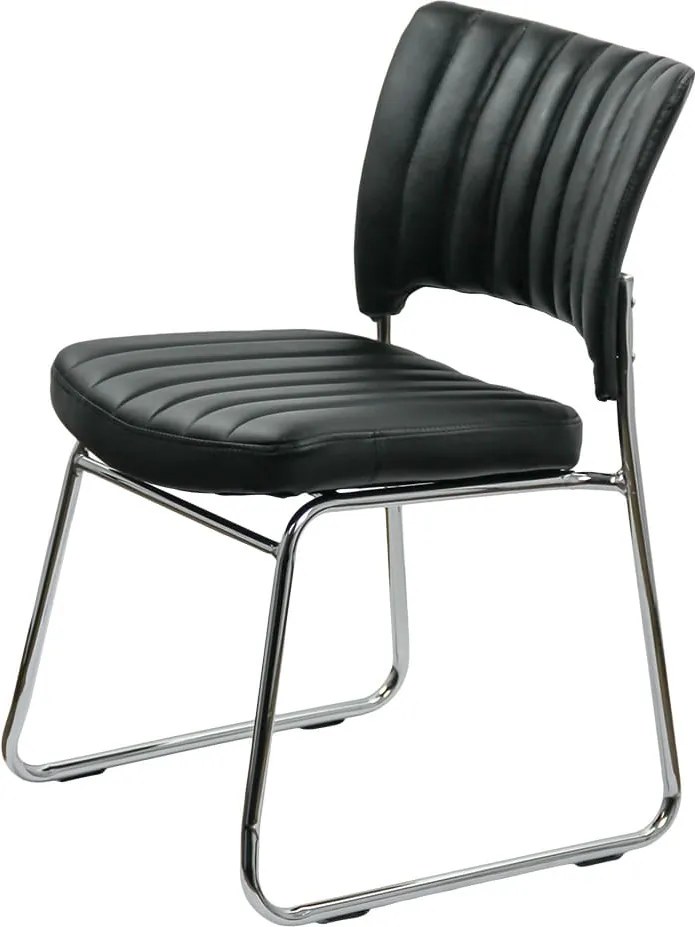 Scaun vizitator negru HRC 613 din piele ecologică și cadru cromat
