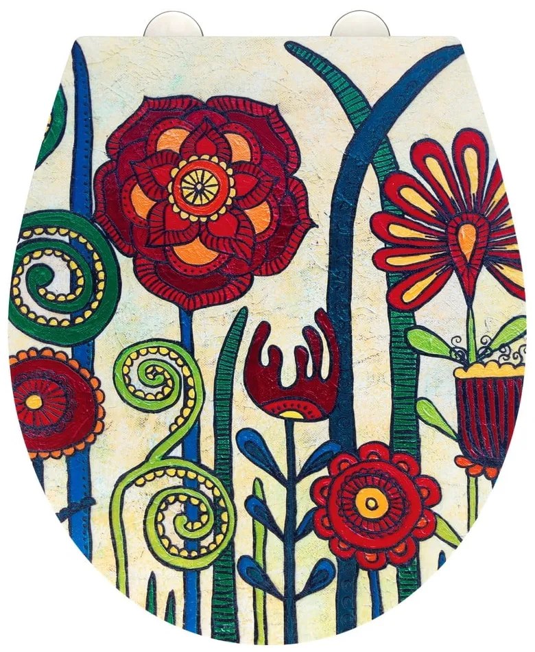 Capac WC 37 x 44,5 cm Easy-Close (cu închidere automată) Rollin'Art Red Blossom – Wenko
