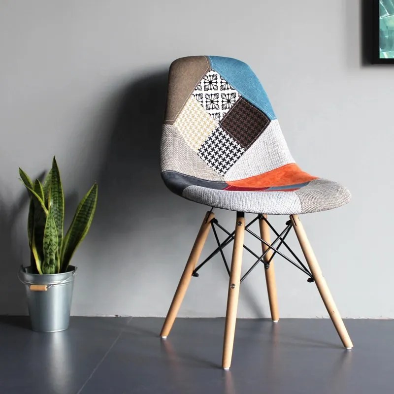 ShopJK SCAUN PATCHWORK MULTICOLOR, STILUL SCANDINAV