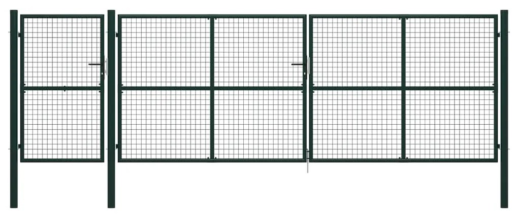vidaXL Poartă de grădină, verde, 500 x 150 cm, oțel