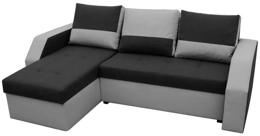 Coltar extensibil Madrid, 226x145x79 cm, 2 lazi depozitare, Reversibil, Gri/Negru