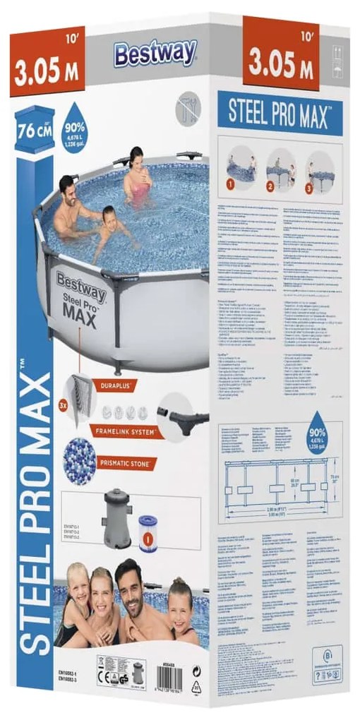 Bestway set de piscină steel pro max, 305 x 76 cm