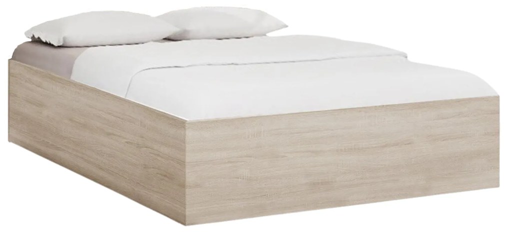 Pat BELLA 160 x 200 cm, stejar sonoma Saltele: Cu saltele Deluxe 10 cm, Somiera pat: Cu lamele curbate