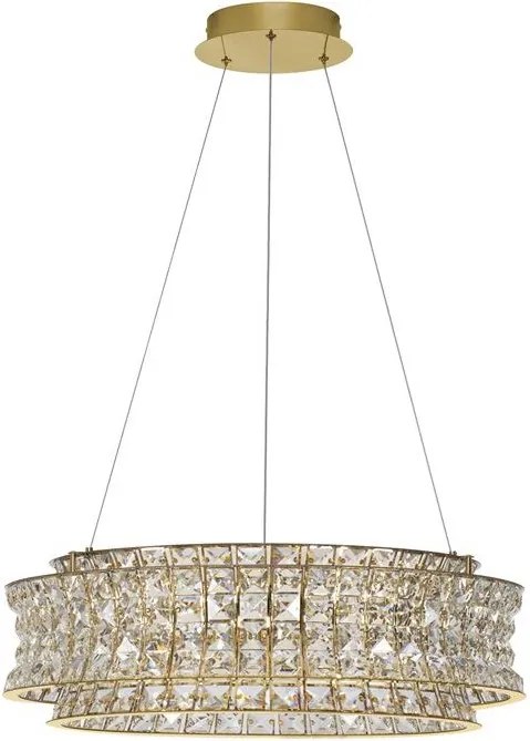 Lustra suspendata LED auriu, cristale sticla CELYSIA 60cm