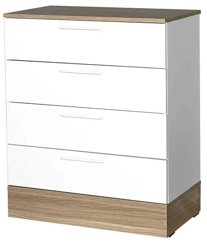 Comoda Adore Base, 4 sertare, Crem / Alb, 72 x 88 x 40 cm