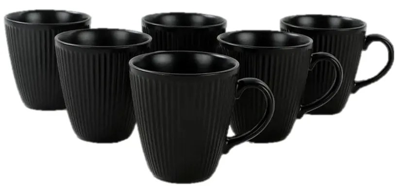 Căni negre 6 buc. din ceramică 0.3 l – Hermia