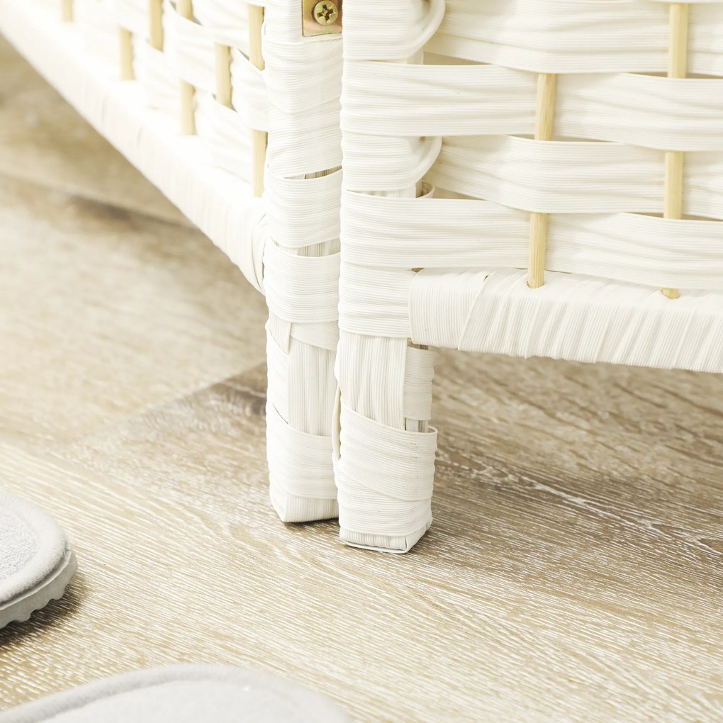 HOMCOM Paravent interior din lemn 4 panouri divizor de cameră pliabil pentru sufragerie dormitor 180 x 180 cm alb | Aosom Romania