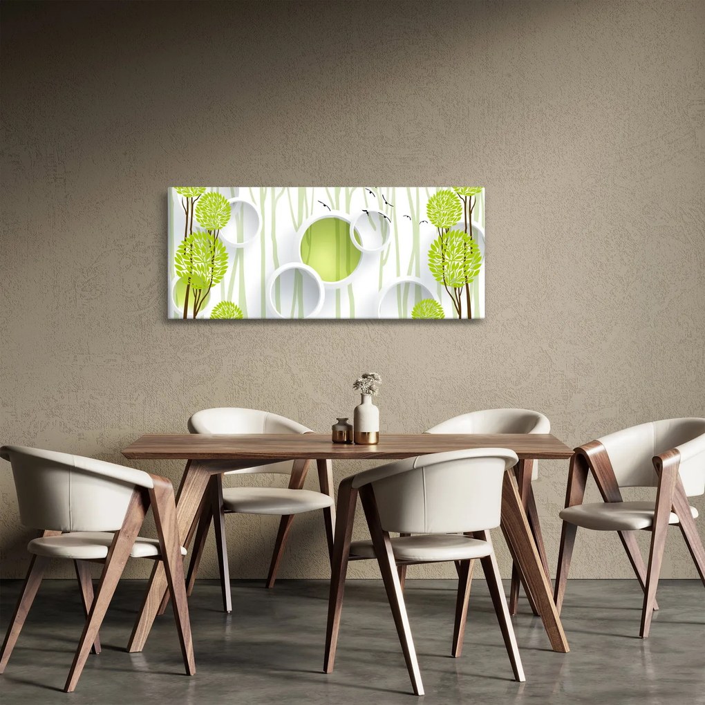 Tablou cu abstracție și copaci (120x50 cm)
