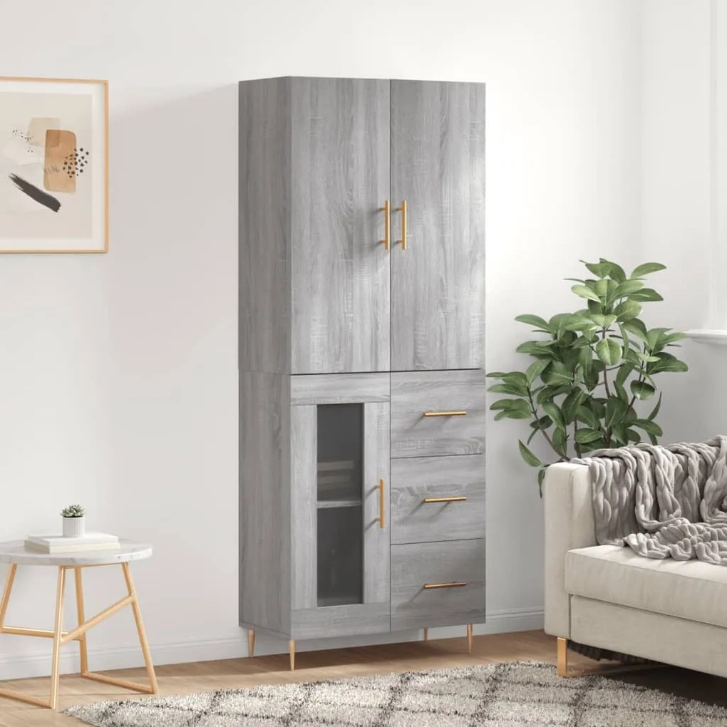 vidaXL Dulap înalt, gri sonoma, 69,5x34x180 cm, lemn compozit