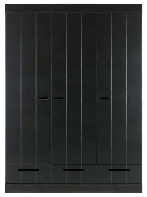 Dulap din lemn de pin WOOOD Connect, lățime 140 cm, negru