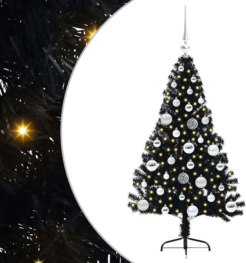 vidaXL Pom de Crăciun artificial pre-iluminat Negru 120 cm PVC