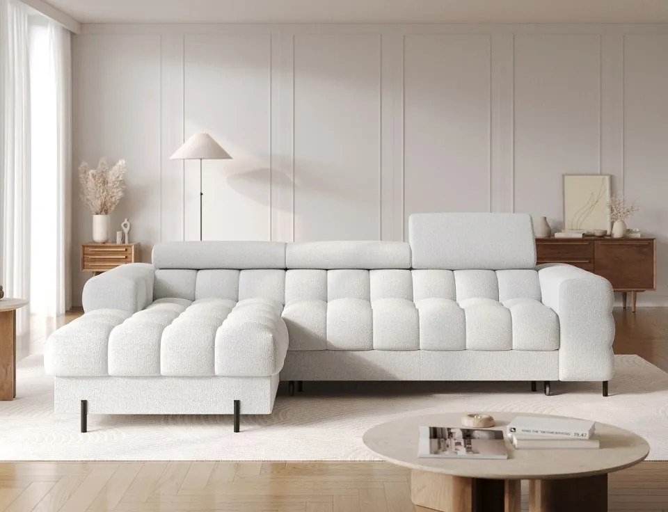 Coltar extensibil cu spatiu pentru depozitare, 285x181x93 cm, Felro L, Eltap (Culoare: Alb / Royal 01)