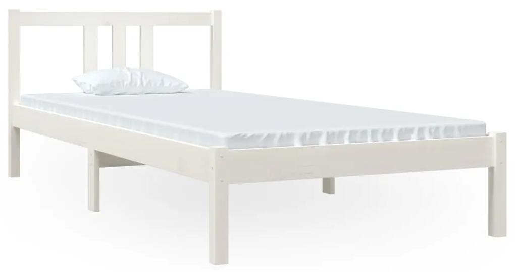 814870 vidaXL Cadru de pat, alb, 90x200 cm, lemn masiv de pin