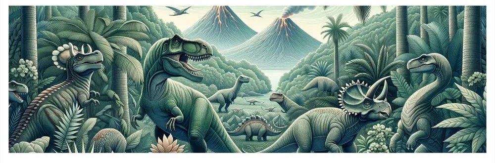 Tablou lumea sălbatică a dinozaurilor