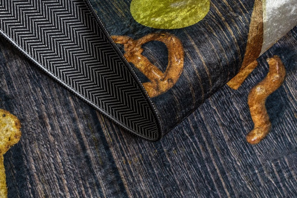 ANDRE 9009 covor lavabil Gustări bucatarie anti-alunecare - maro / galben