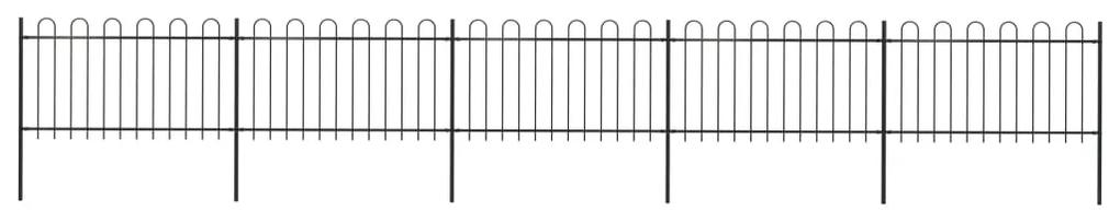 Gard de gradina cu varf curbat, negru, 8,5 x 1 m, otel 1, 1 m, 8.5 m