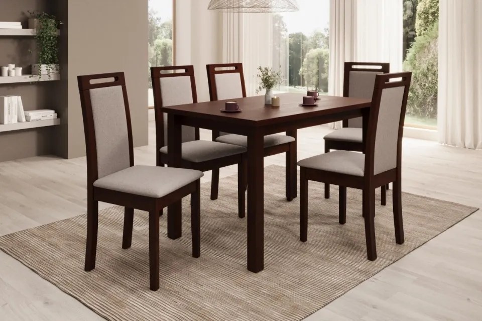 Scaun tapitat, din lemn, Nola VI, ADRK Furniture (Culoare: Negru / Opium 85)