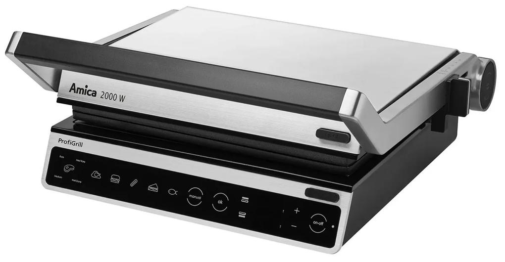 Gratar electric Amica GK 5011 ProfiGrill 2000 W 6 programe automate program manual grill  Inox/Silver