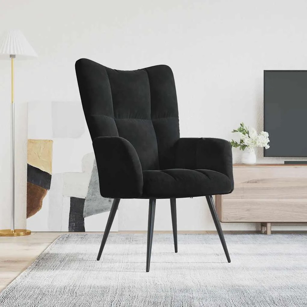 vidaXL Scaun de relaxare, negru, catifea