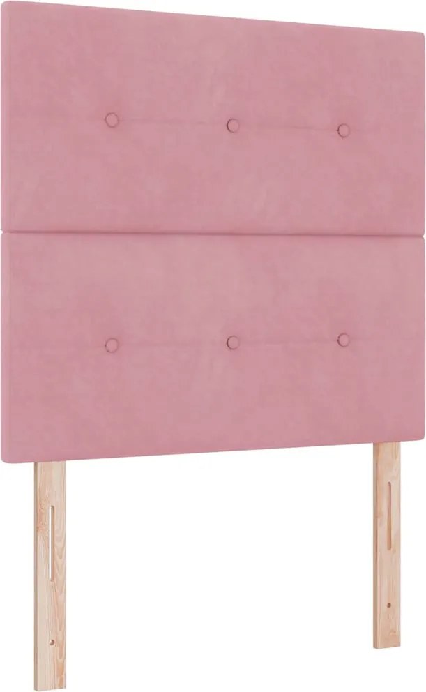 vidaXL Pat cu arc LED cu saltea cu headboard Roz 100 x 200 cm Catifea