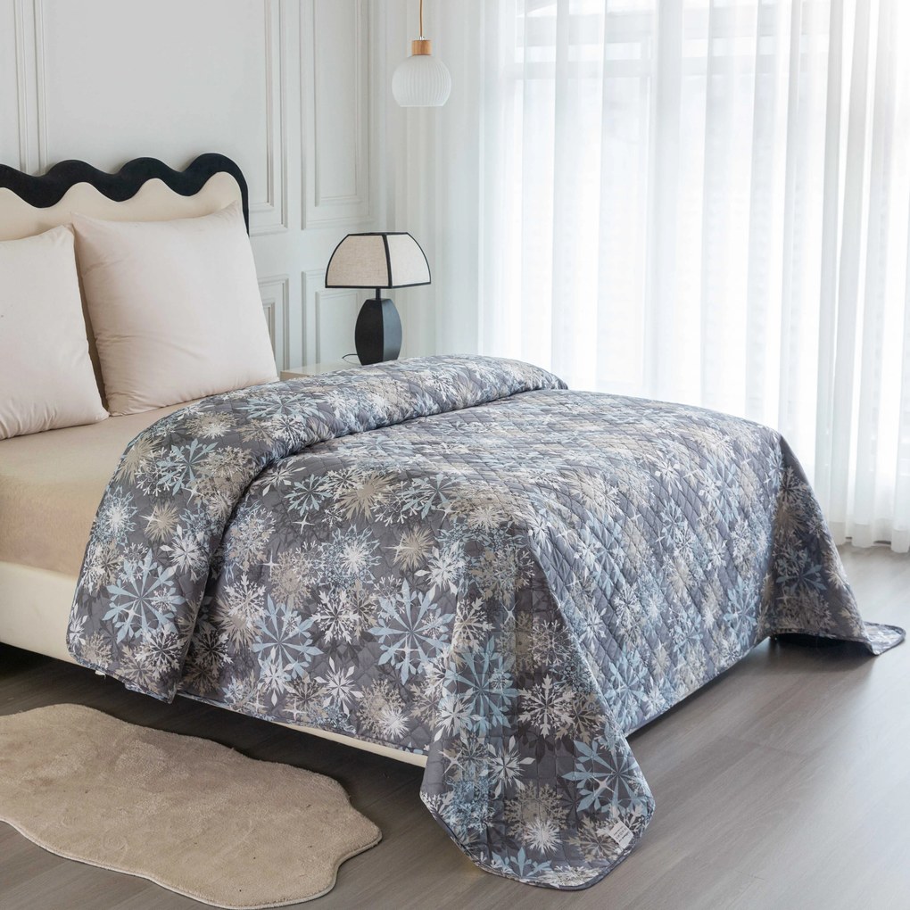 Cuvertura de pat SNOWFLAKE, albastru-gri Dimensiune: 220 x 240 cm