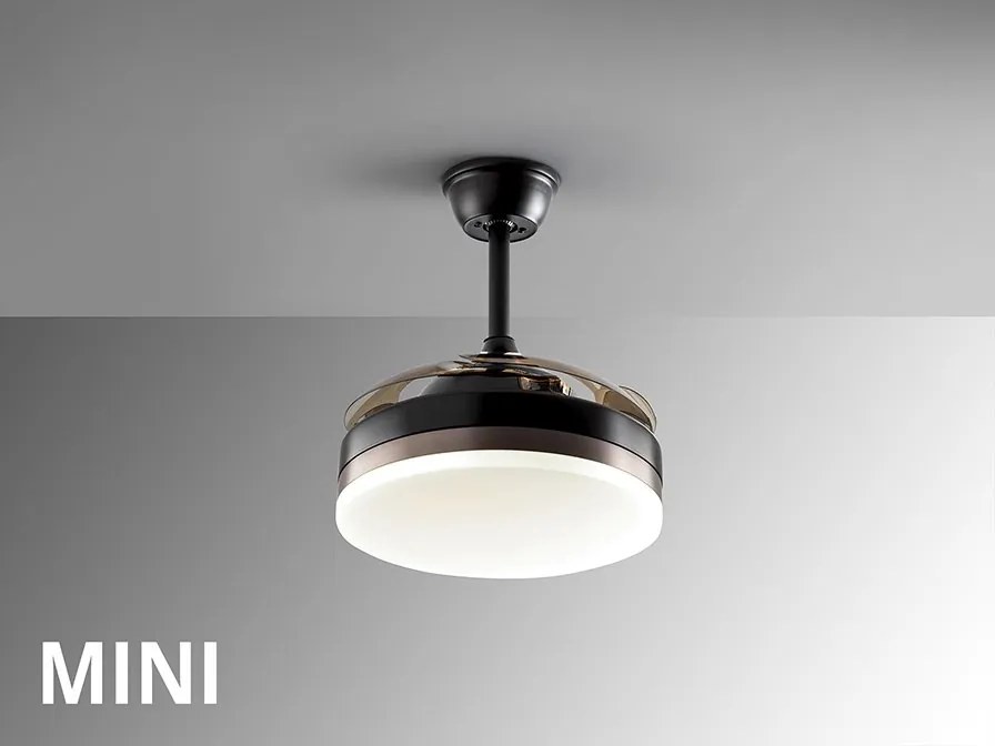 Lustra LED cu Ventilator si telecomanda, lame retractabile Mini Vento negru/bronz