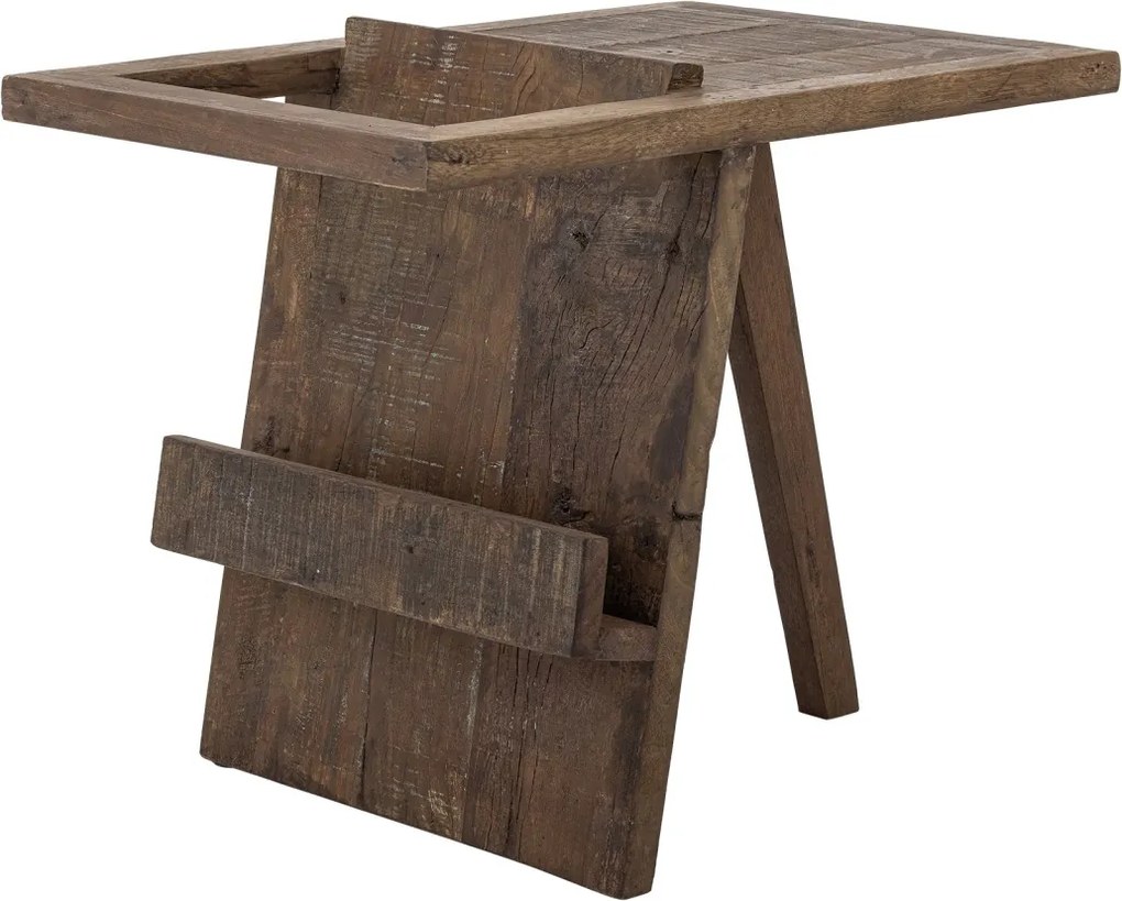 Măsuță laterală rustică din lemn reciclat maro cu spațiu pentru reviste 60x40x48 cm „Villum"