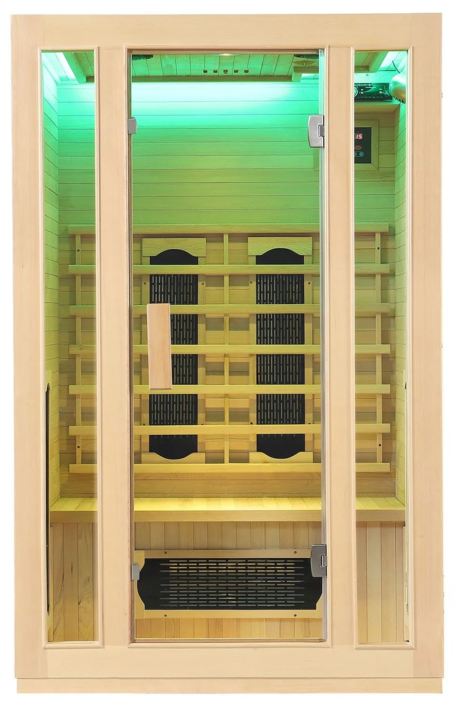 Infračervená sauna/tepelná kabína Nyborg S120K s keramikou, panelovým radiátorom a drevom Hemlock