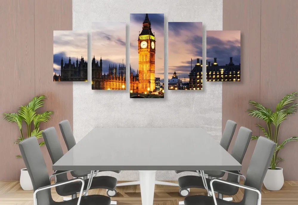 Tablou 5-piese Big Ben noaptea în Londra