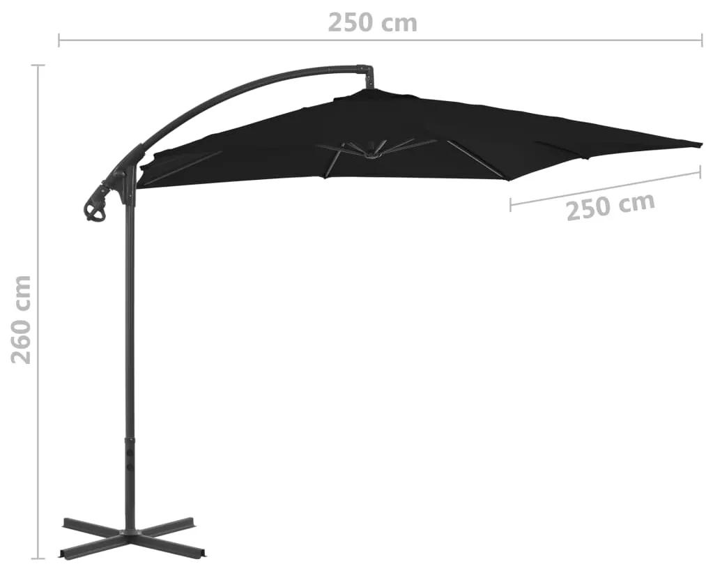 Umbrela suspendata cu stalp din otel, negru, 250 x 250 cm Negru
