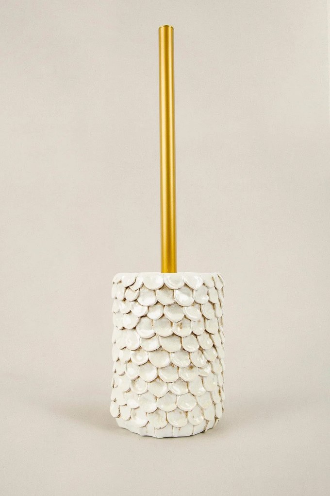 Set de Baie Lux Lindy, Crem, Dozator de sapun, Perie, Suport de periuta de dinti, Sapuniera, Coș de Gunoi