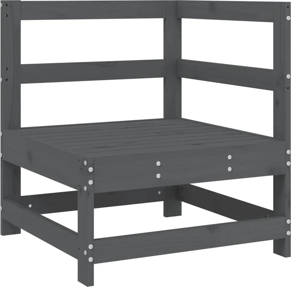 vidaXL Canapea de colț pentru grădină, gri, lemn masiv de pin