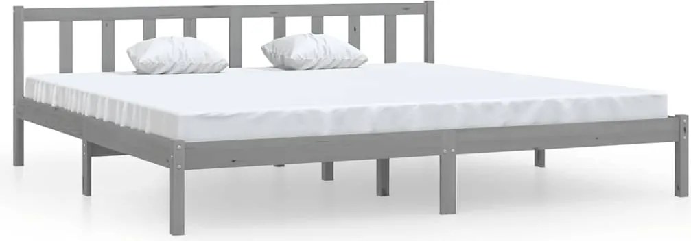 vidaXL Cadru de pat, gri, 200x200 cm, lemn masiv de pin